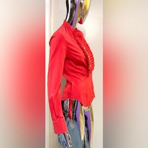 Alexander McQueen Red Button Down Tuxedo Shirt